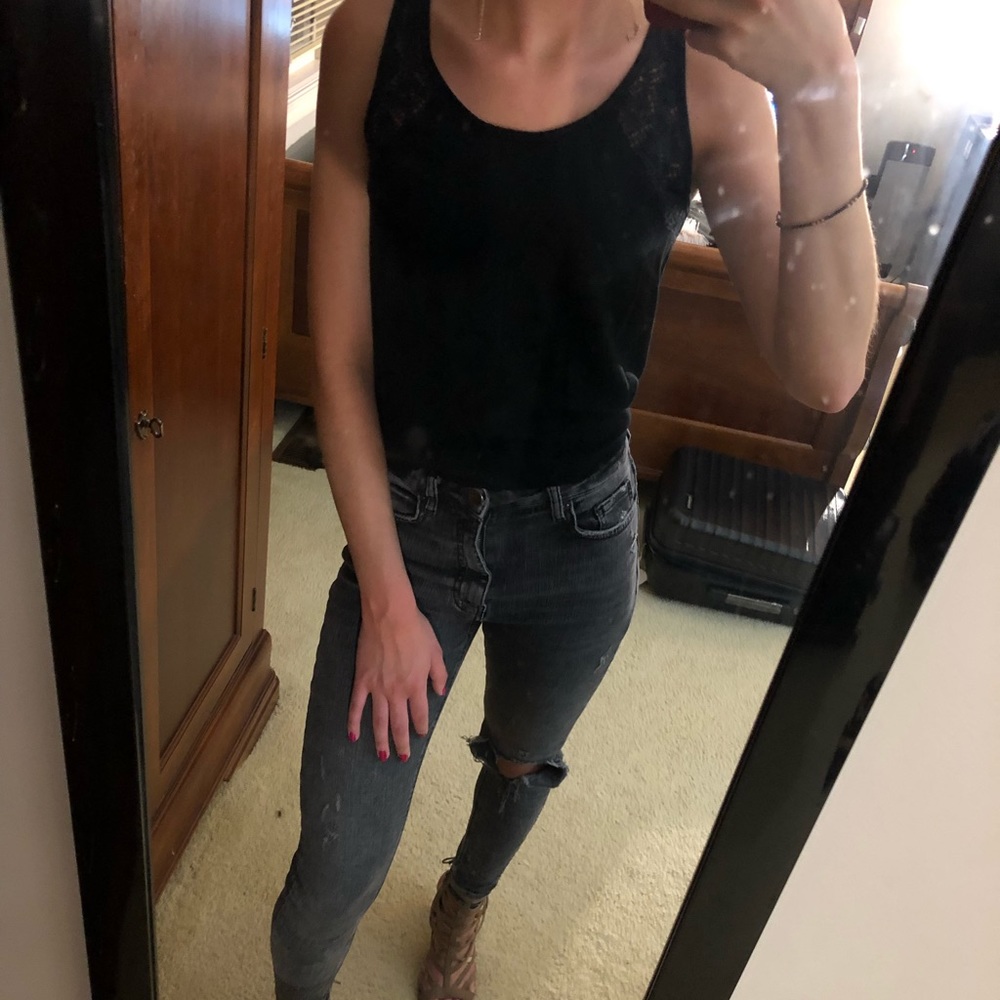 S Black and lace tank top